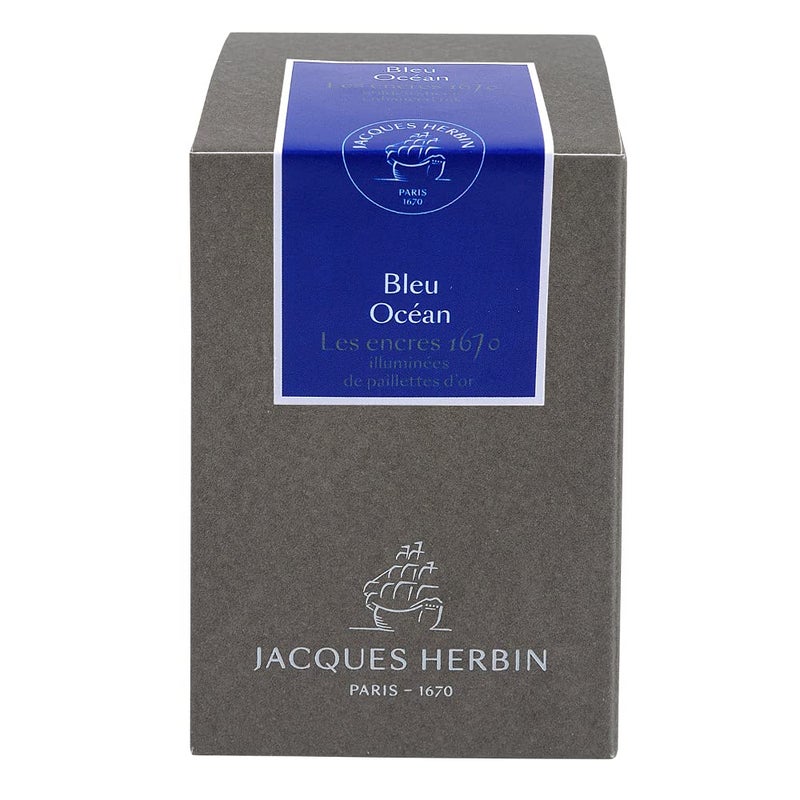 Jacques Herbin J. Herbin 1670 Anniversary Inks - Gold Sheen 50 ml Bottled - Blue Ocean (Deep Blue Ink) - Image 2